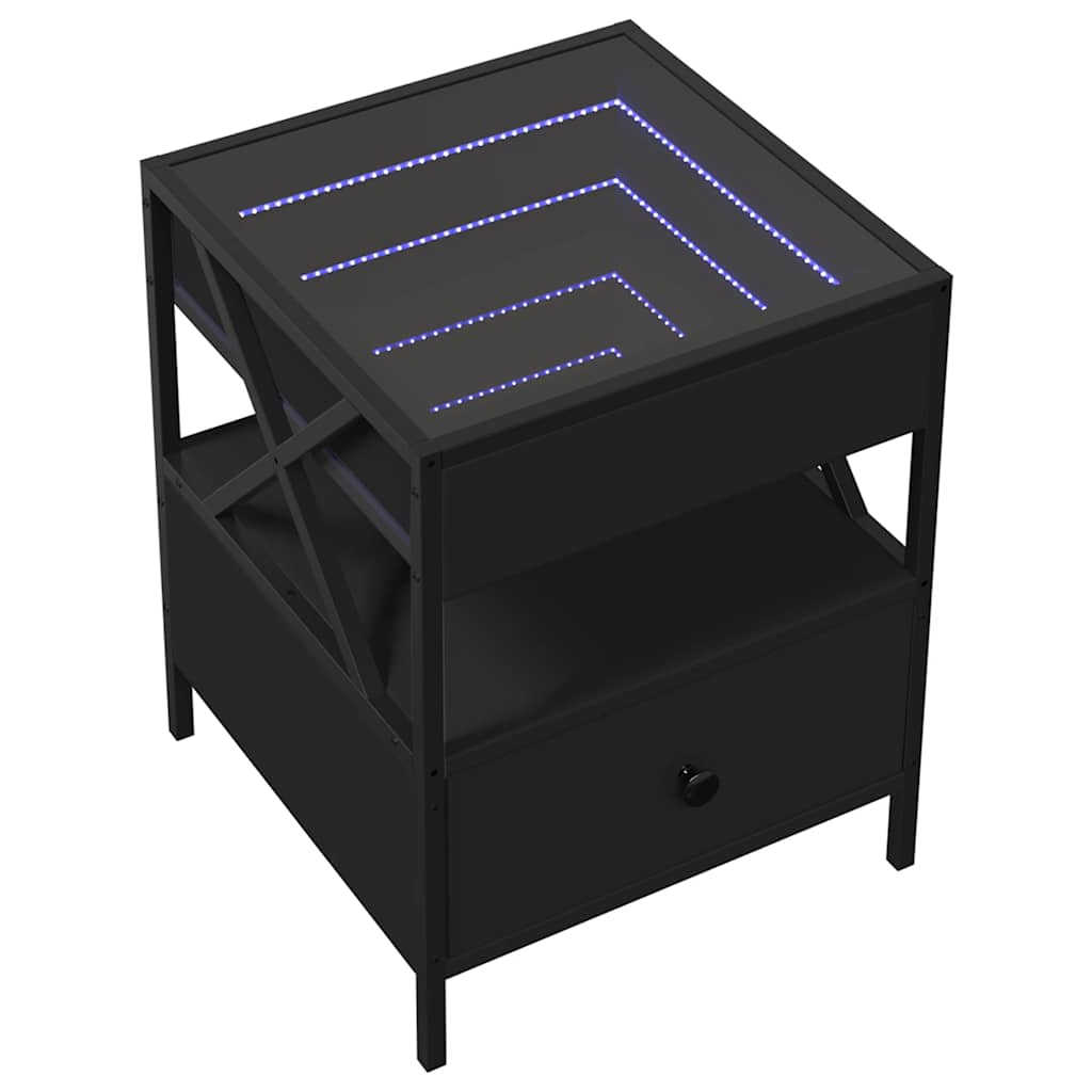 Mesa de centro com luzes LED infinity 40x40x51 cm preto