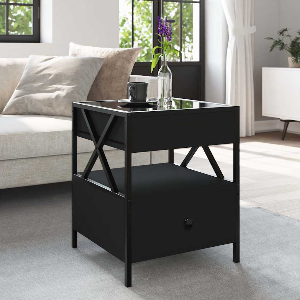 Mesa de centro com luzes LED infinity 40x40x51 cm preto