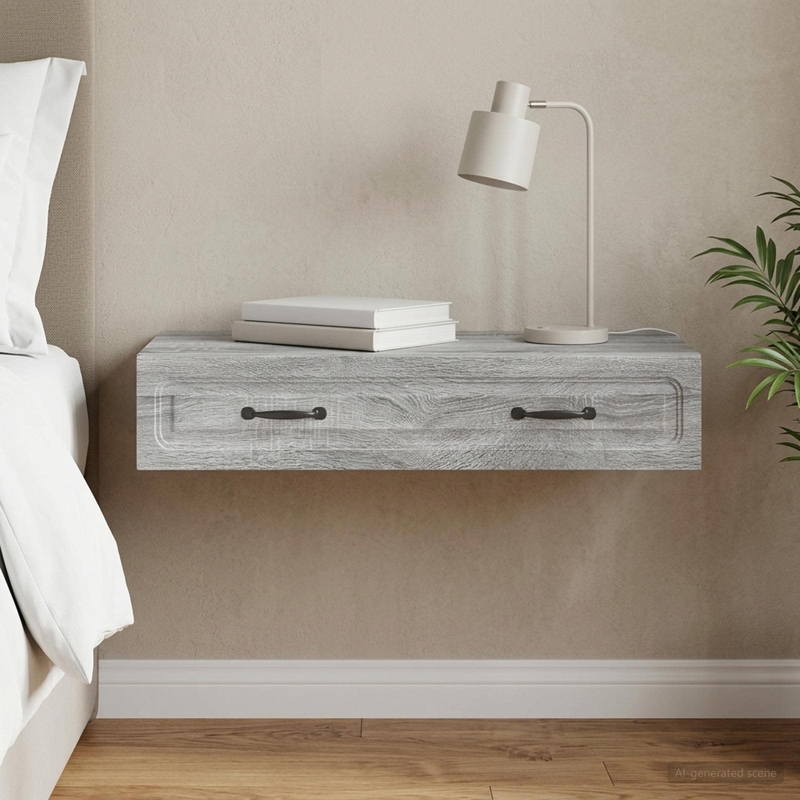 Mesa lateral de parede sonoma cinzento 87,5 x 34,5 x 17 cm