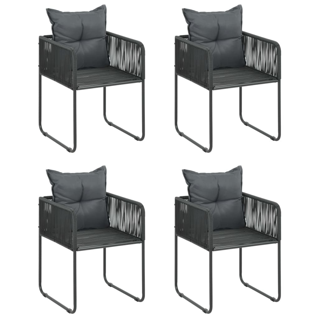5 Pcs conjunto de jantar p/ jardim vime de PVC preto e castanho