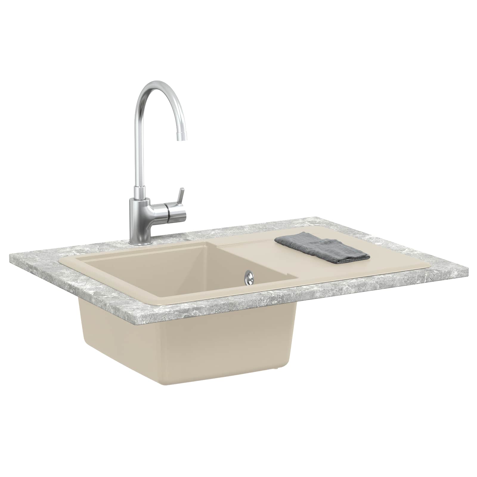 Pia bege 670 x 460 mm 80% quartzo e 20% resina