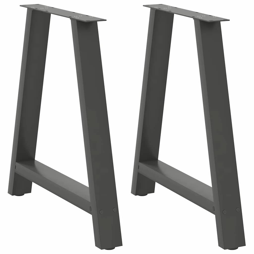 Pés para mesa de jantar em formato a, 2 peças, antracite, 70x(72-73) cm, aço