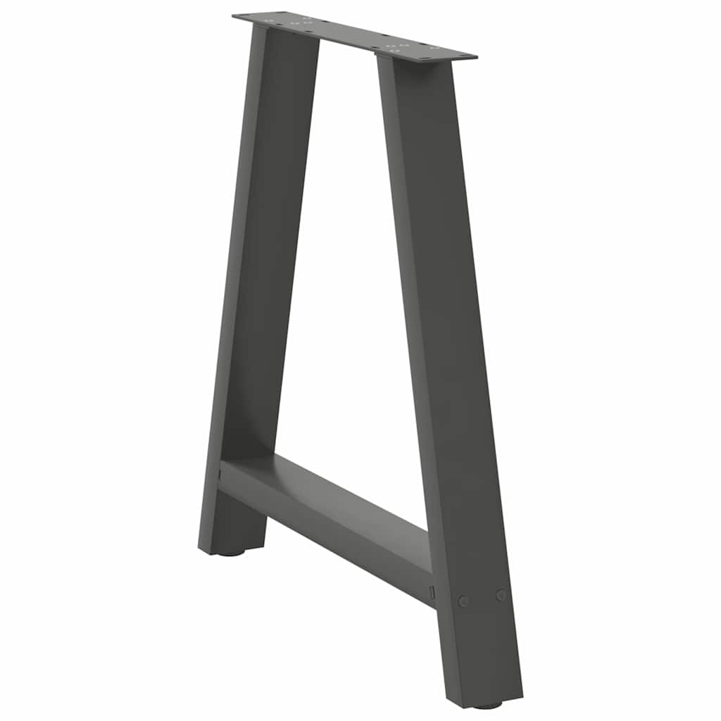 Pés para mesa de jantar em formato a, 2 peças, antracite, 70x(72-73) cm, aço