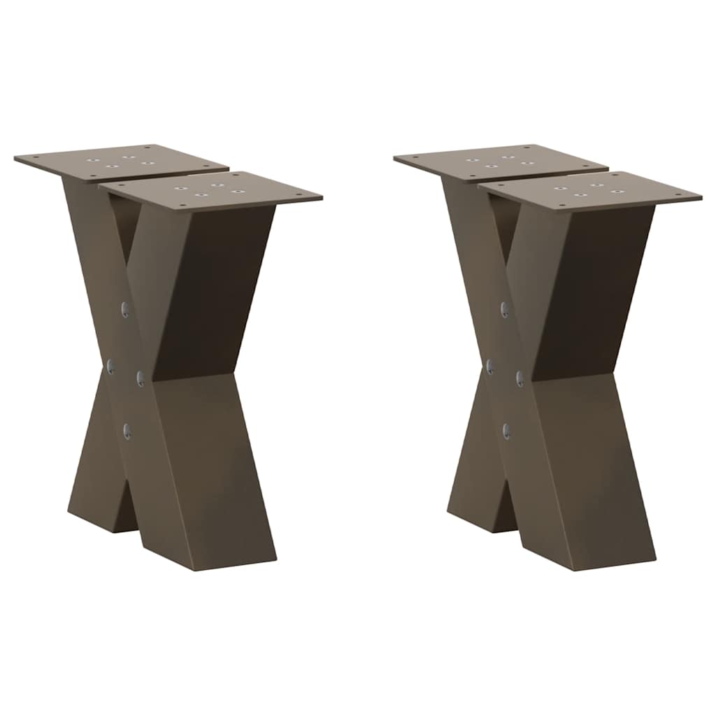 Pés para mesa de centro em formato de x, 2 peças, aço natural, 40x(30-31) cm, aço