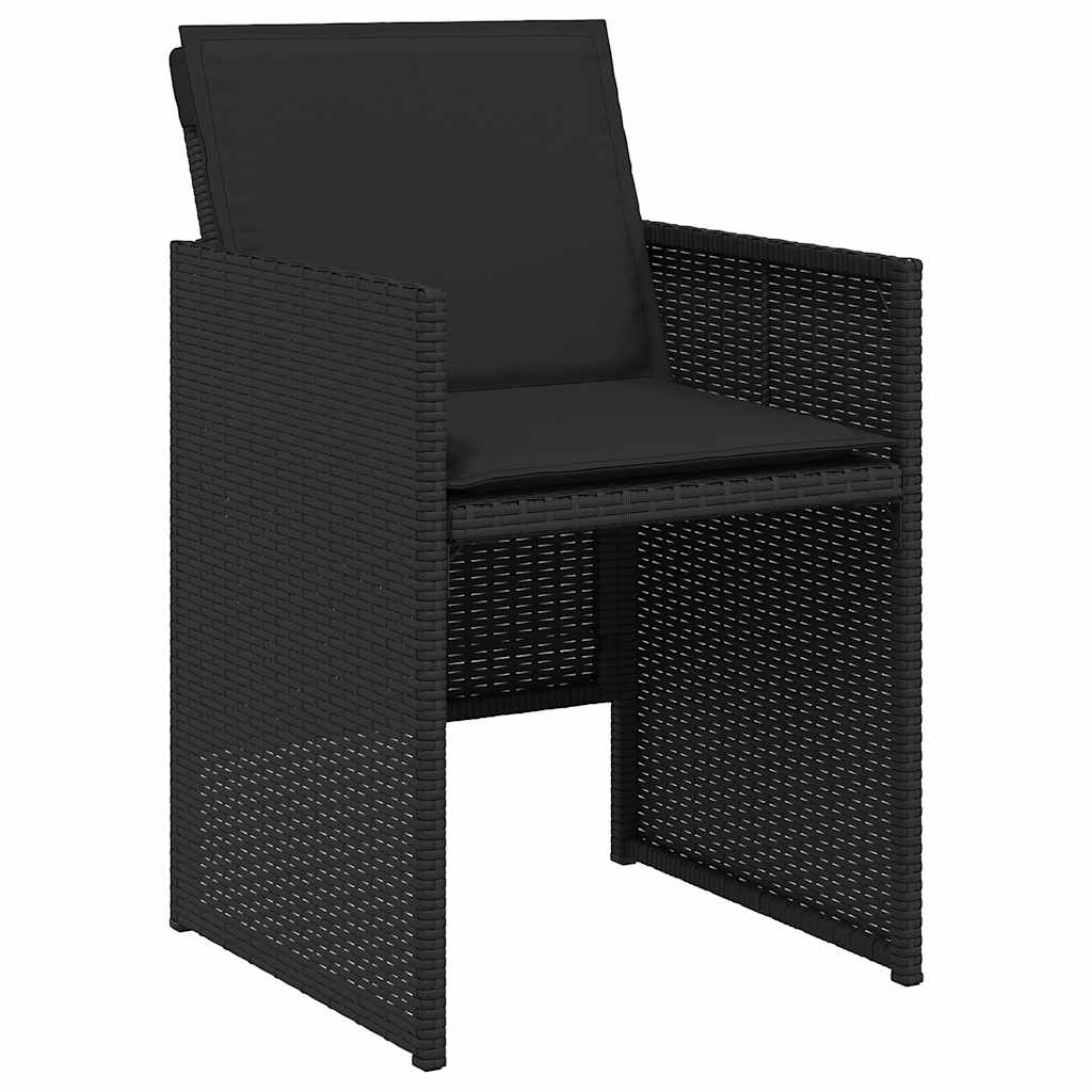 11 Pcs conjunto de jantar p/ jardim c/ almofadões vime PE preto