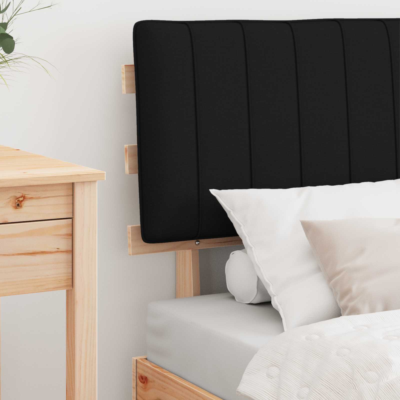 Estrutura de cama com cabeceira estofada preto 75 x 190 cm