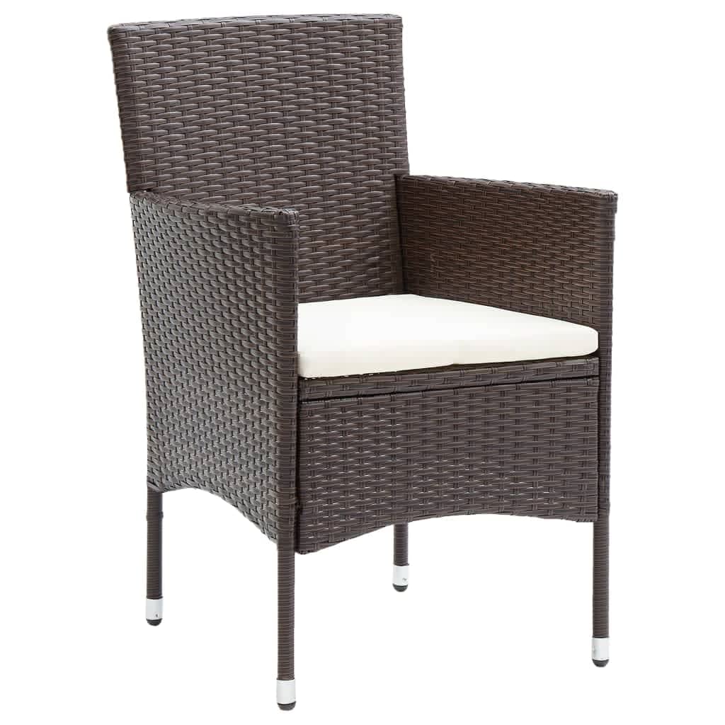 5 Pcs conjunto jantar p/ jardim c/ almofadões vime PE castanho