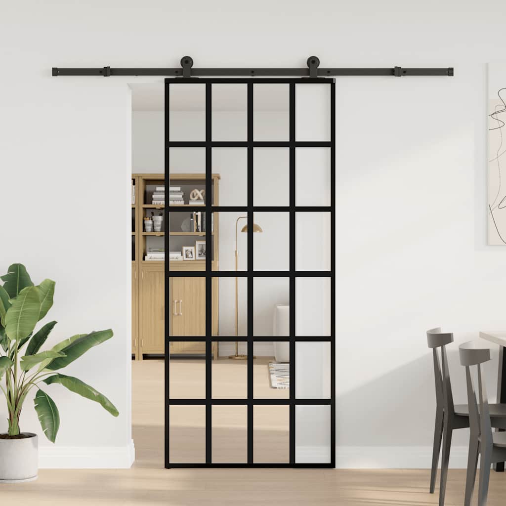 Porta deslizante c/ conj. ferragens 90x205cm vidro esg/alumínio