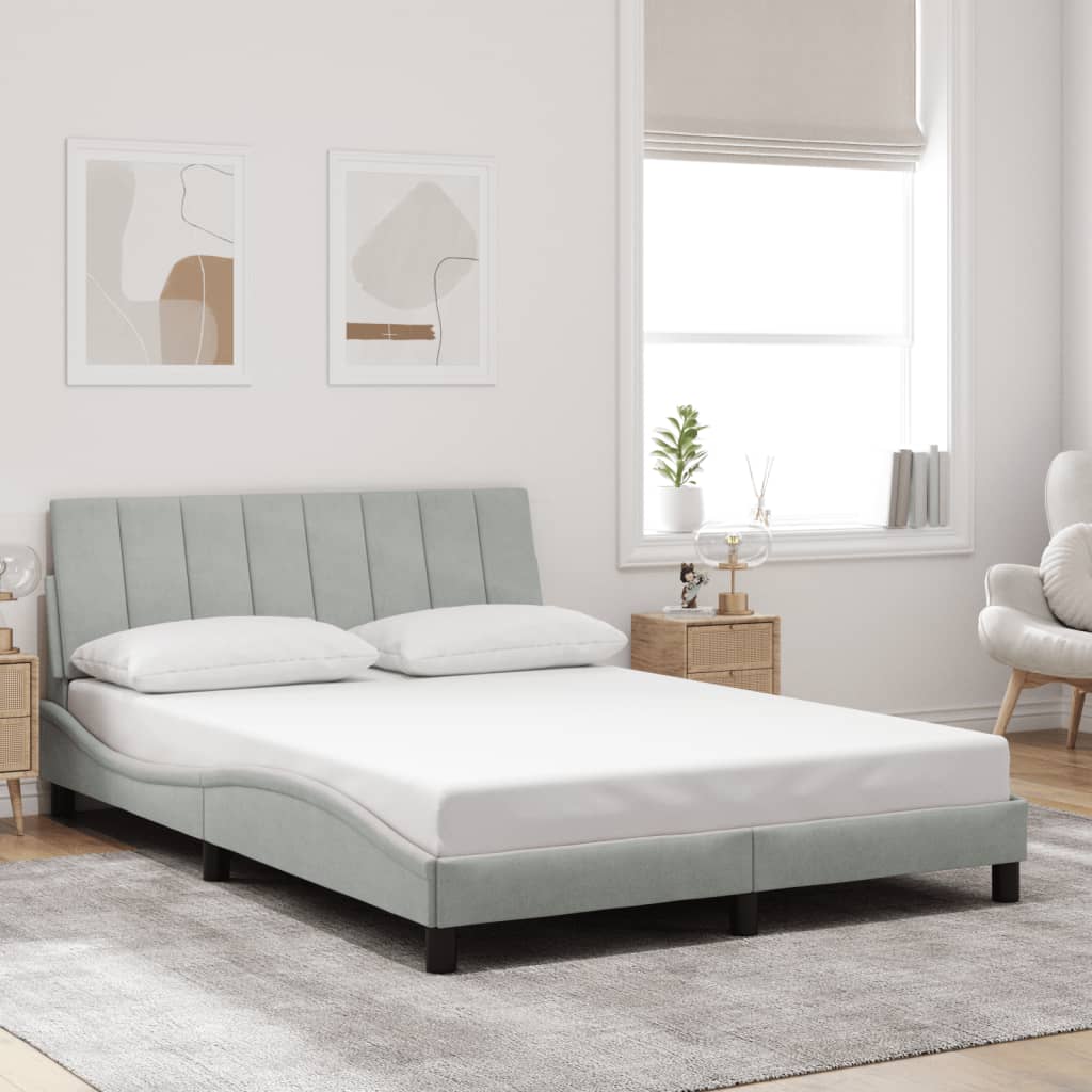 Estrutura de cama com LED sem colchão hanko 140x200 cm veludo cinzento-claro