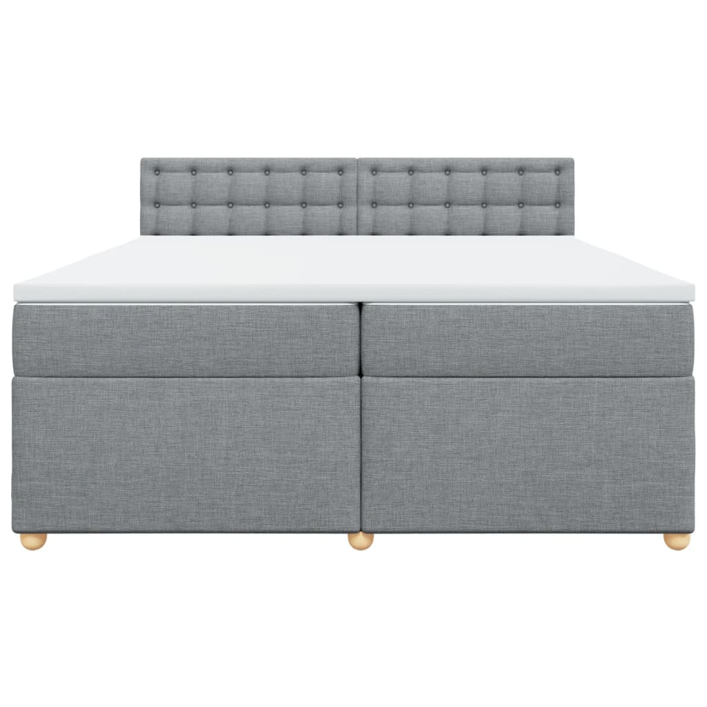 Cama com molas/colchão 200x200 cm tecido cinza-claro