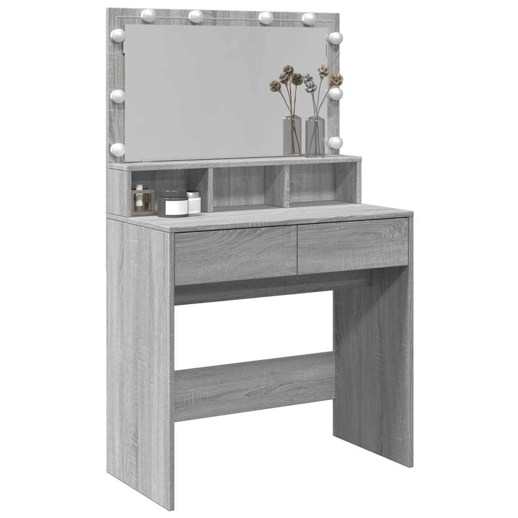 Toucador com LED 80x41x134,5 cm cinzento sonoma