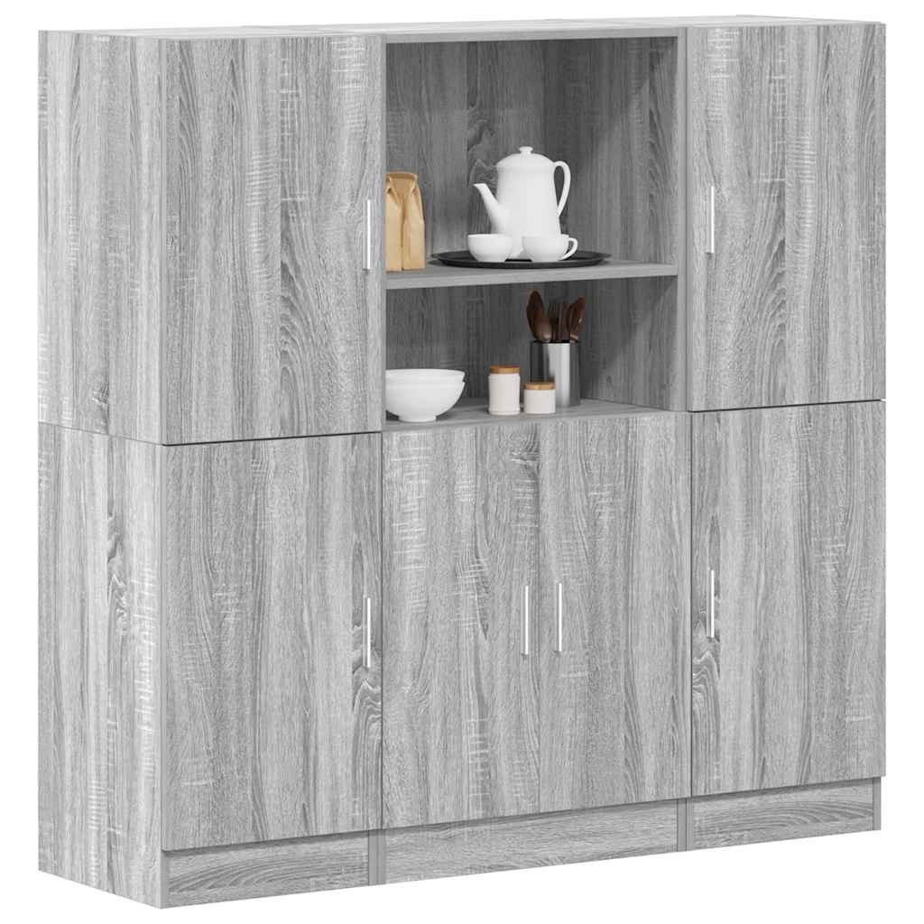 3 Pcs armário de cozinha conjunto deriv. madeira cinza sonoma