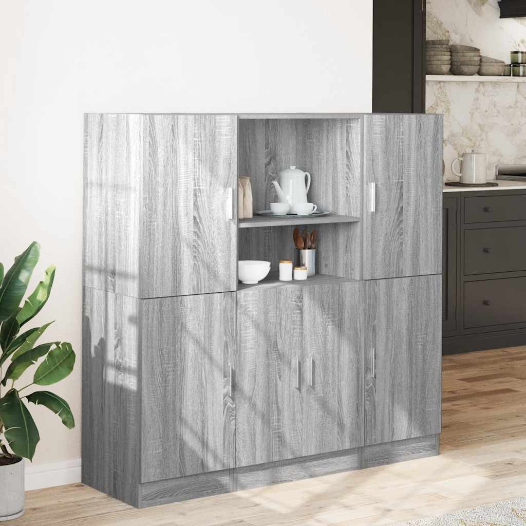 3 Pcs armário de cozinha conjunto deriv. madeira cinza sonoma