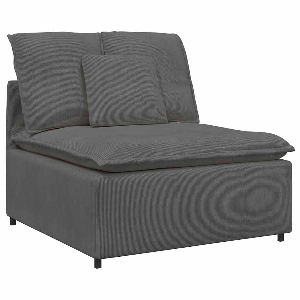 Sofá modular com almofadas tecido corduroy cinzento-escuro