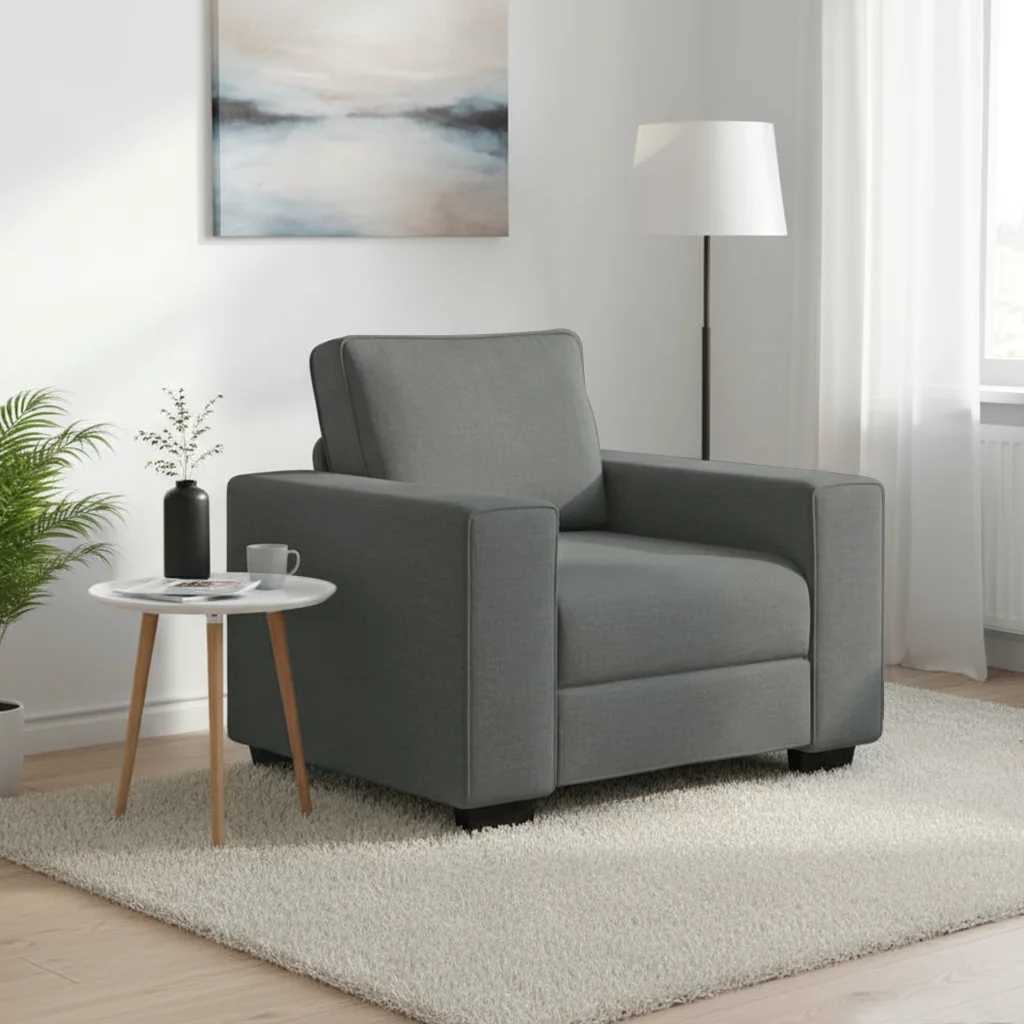 Poltrona 100x77x82 cm tecido cinzento-escuro