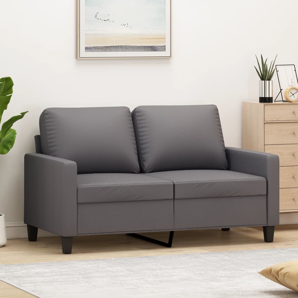 Sofá de 2 lugares 120 cm couro artificial cinza