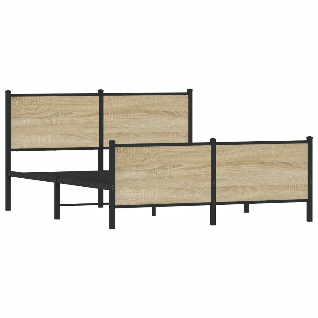 Estrutura de cama sem colchão 137x190 cm metal carvalho sonoma