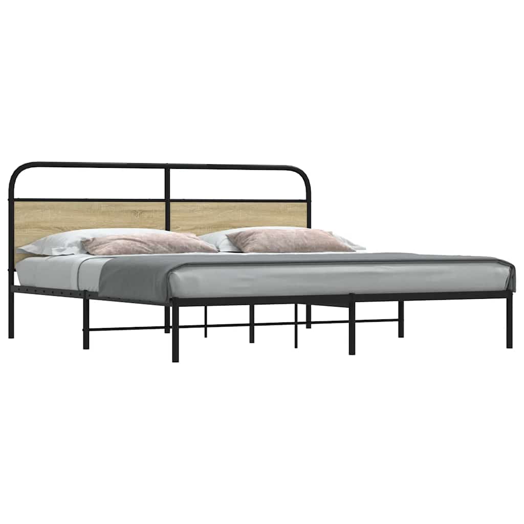 Estrutura de cama sem colchão 180x200cm metal carvalho sonoma