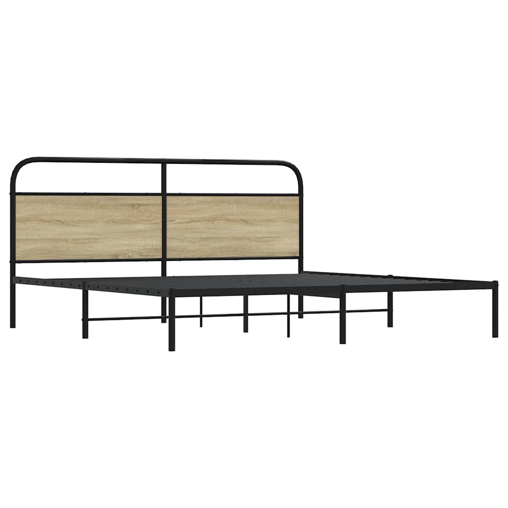 Estrutura de cama sem colchão 180x200cm metal carvalho sonoma
