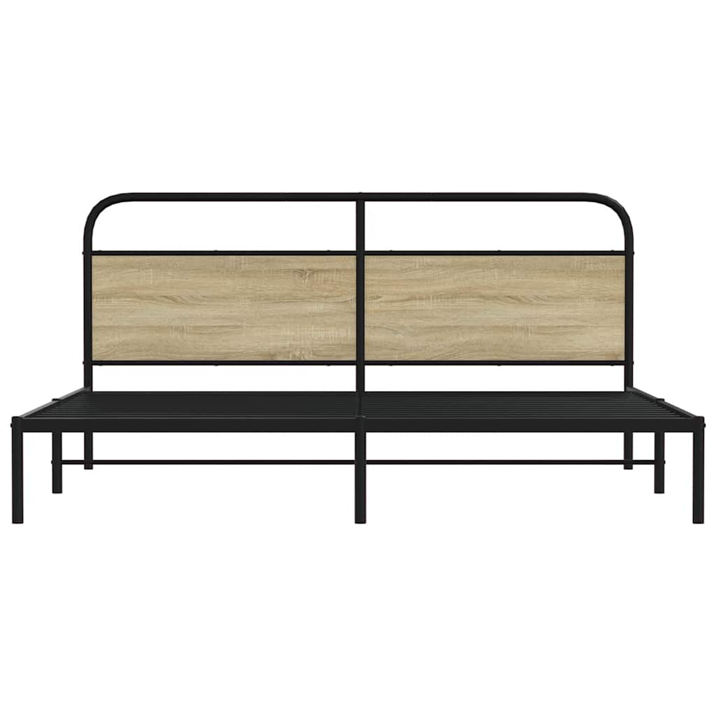 Estrutura de cama sem colchão 180x200cm metal carvalho sonoma