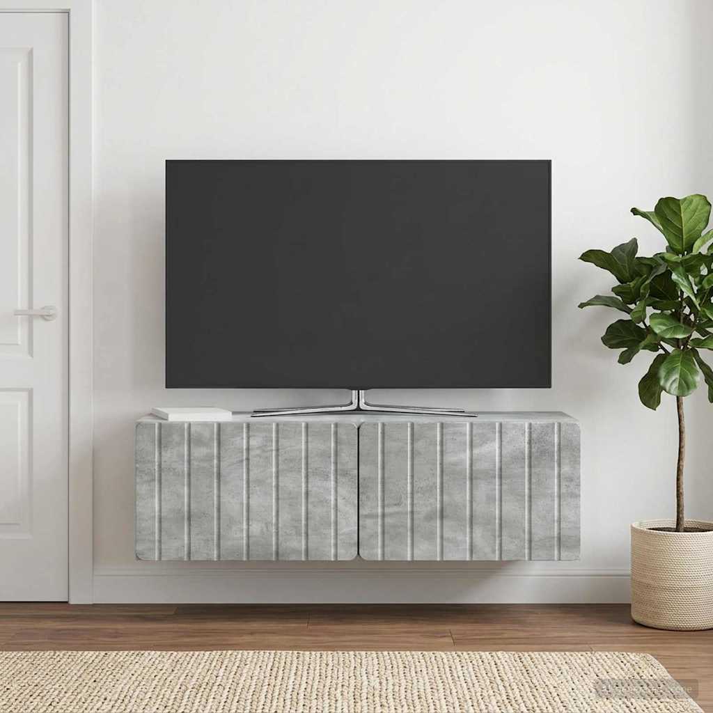 Gabinete de TV de parede 98 x 31 x 30 cm cinzento cimento