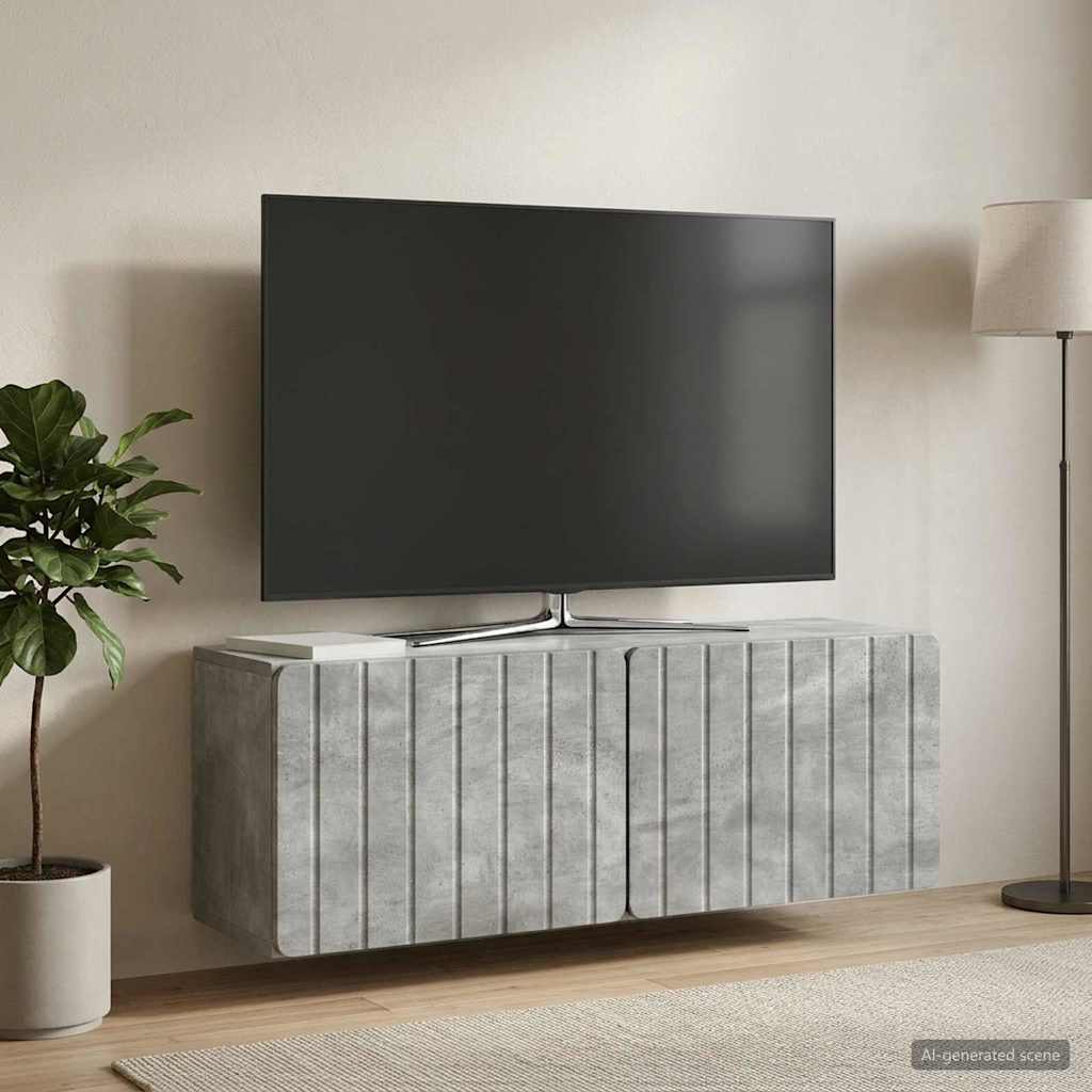 Gabinete de TV de parede 98 x 31 x 30 cm cinzento cimento