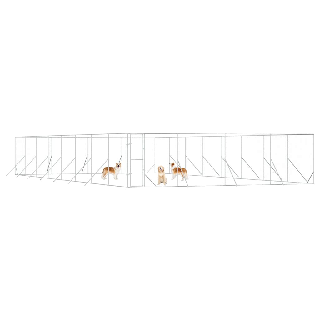 Canil de exterior 8x16x2 m aço galvanizado prateado