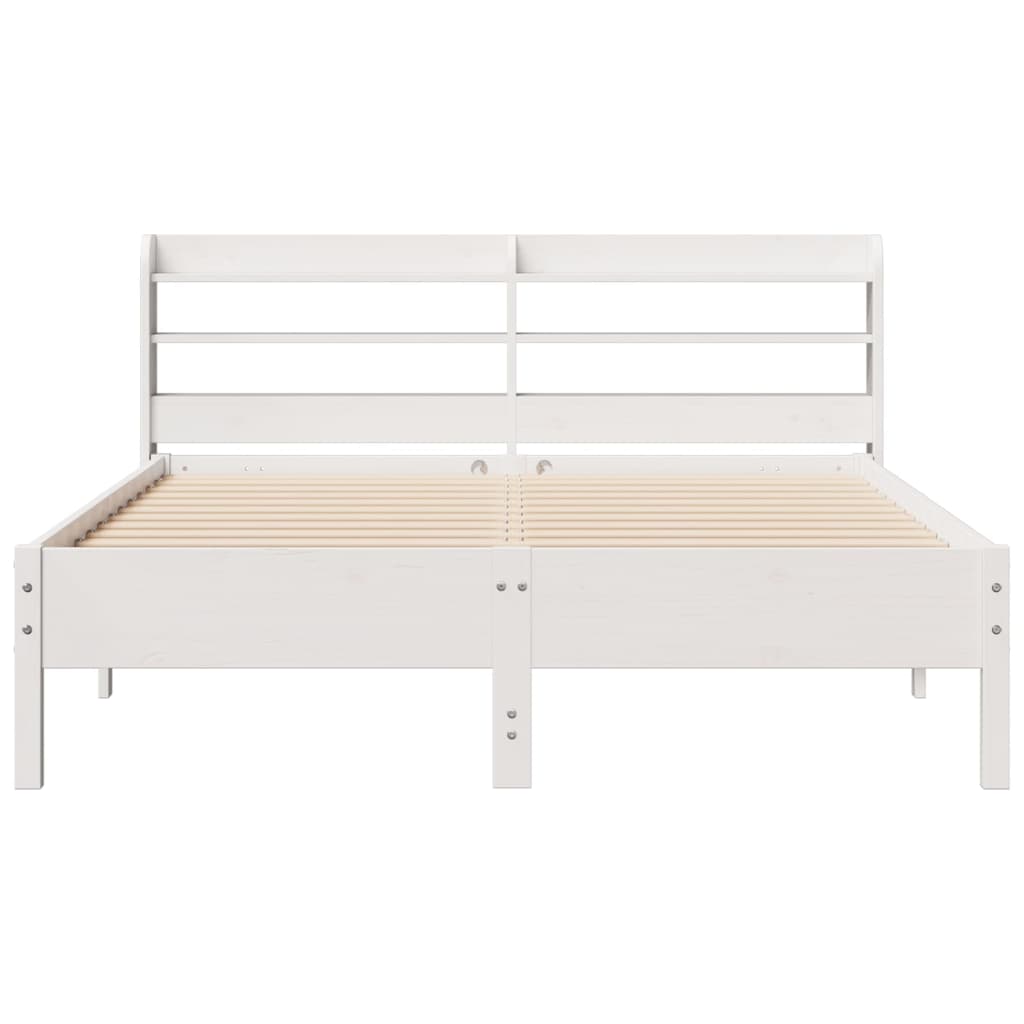 Cama sem colchão 140x190 cm madeira de pinho maciça branco