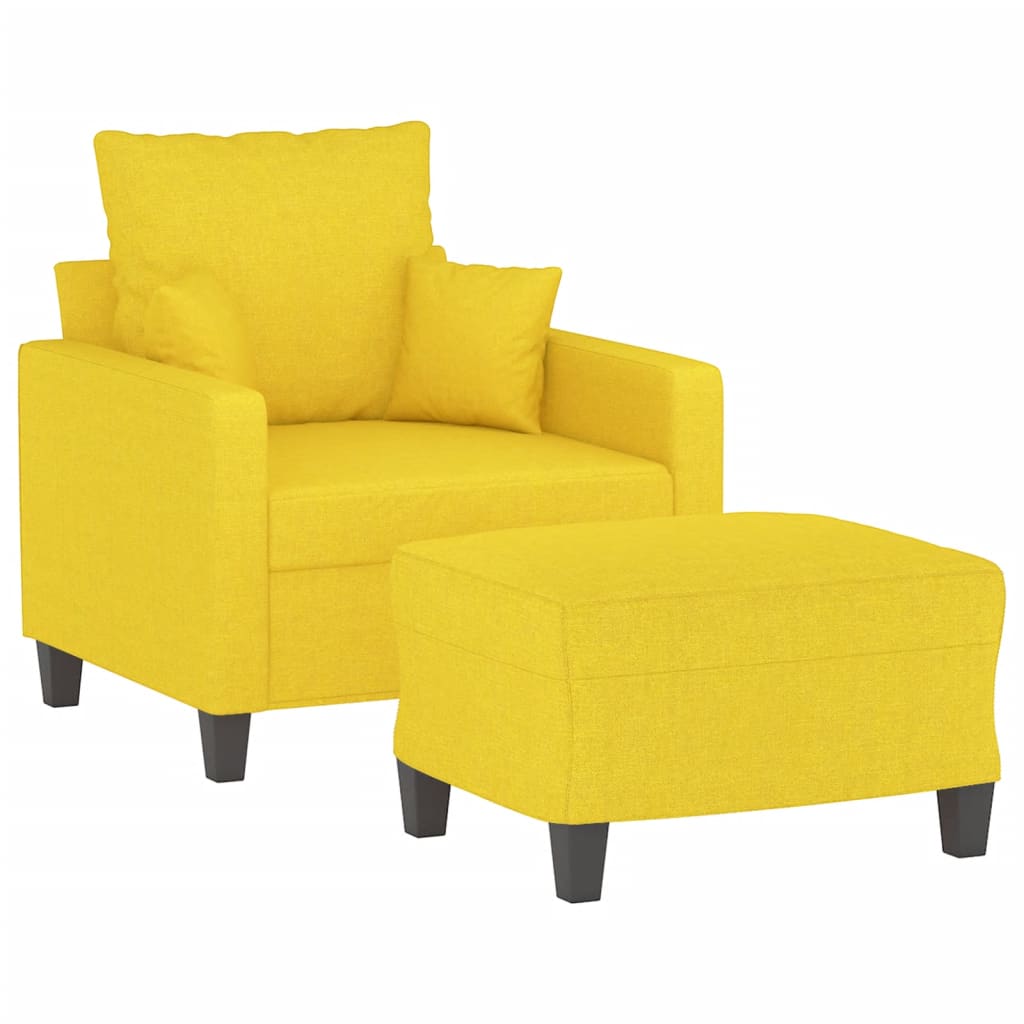 Poltrona com apoio de pés 60 cm tecido amarelo-claro