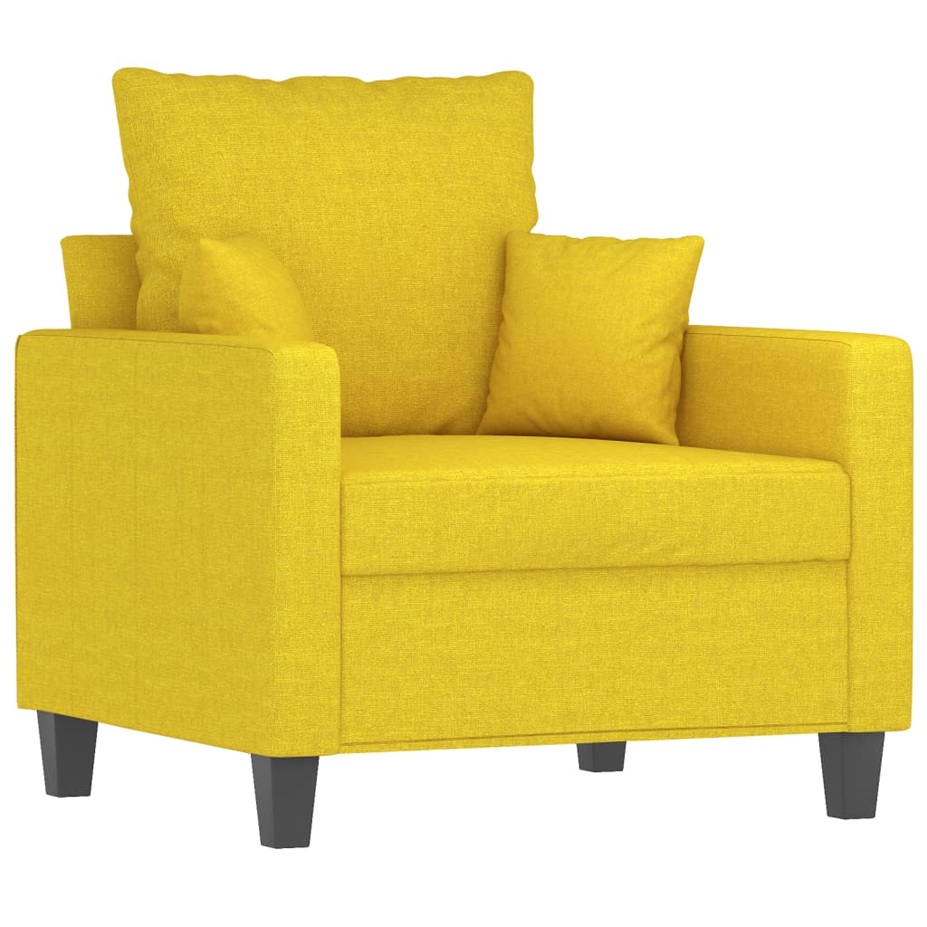 Poltrona com apoio de pés 60 cm tecido amarelo-claro