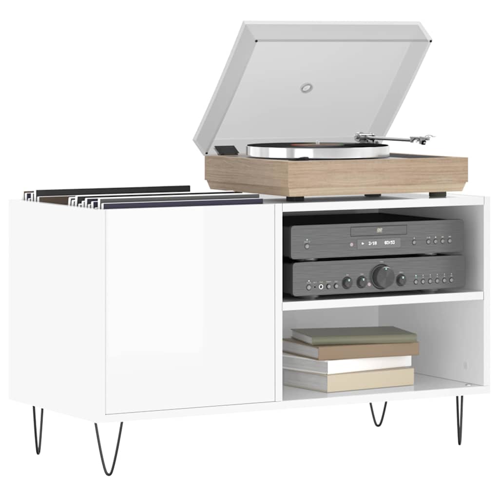 Armário p/ discos 85x38x48 cm deriv. madeira branco brilhante