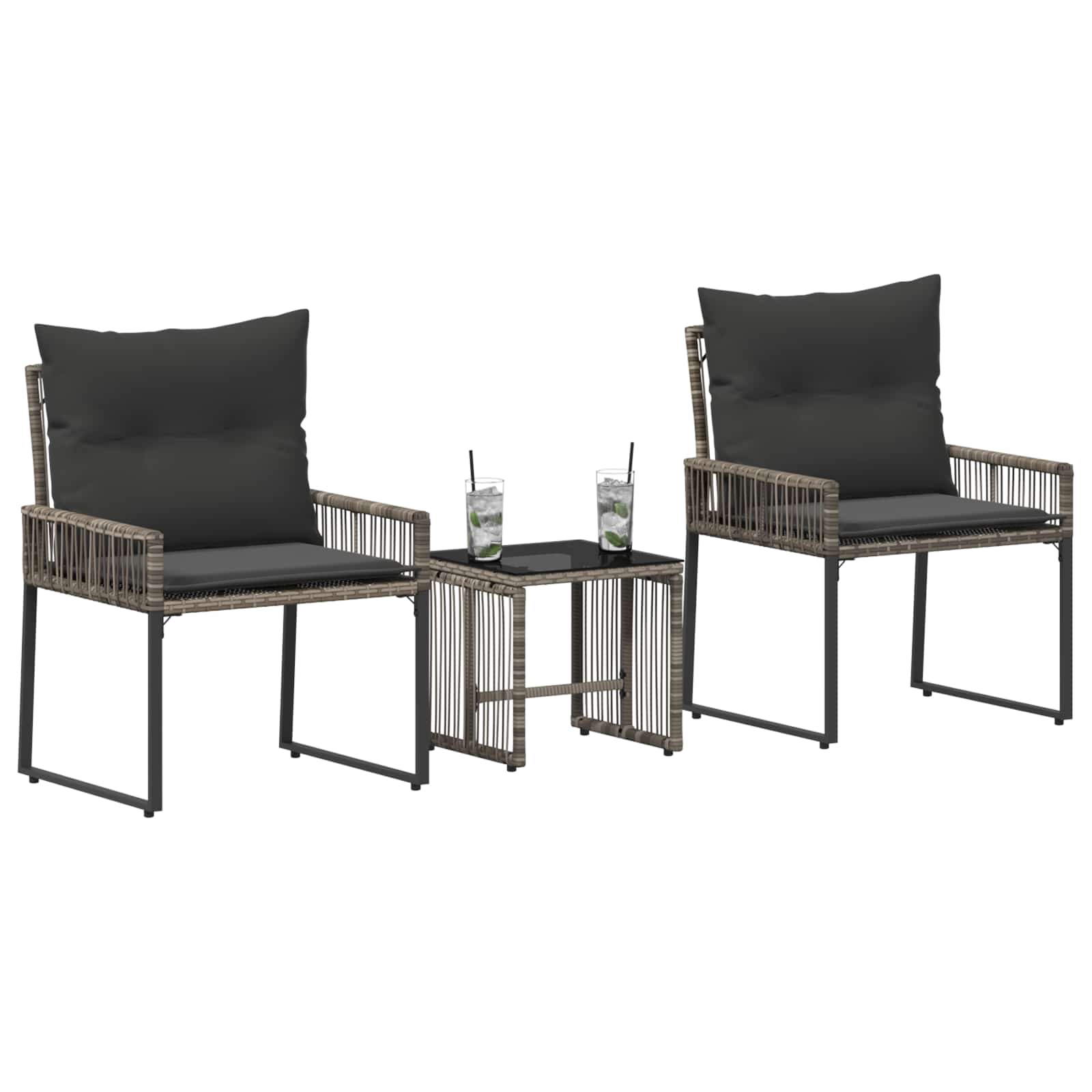 Conjunto de móveis para exterior 7 unid. cinza e cinza escuro