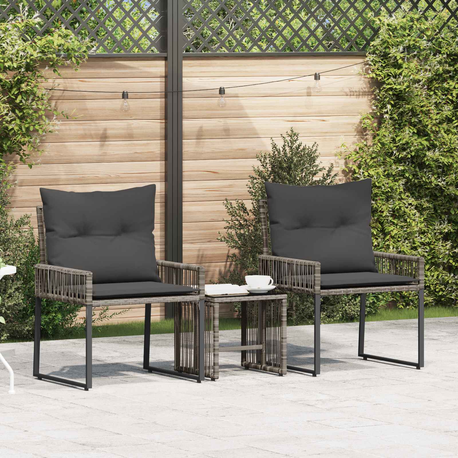 Conjunto de móveis para exterior 7 unid. cinza e cinza escuro