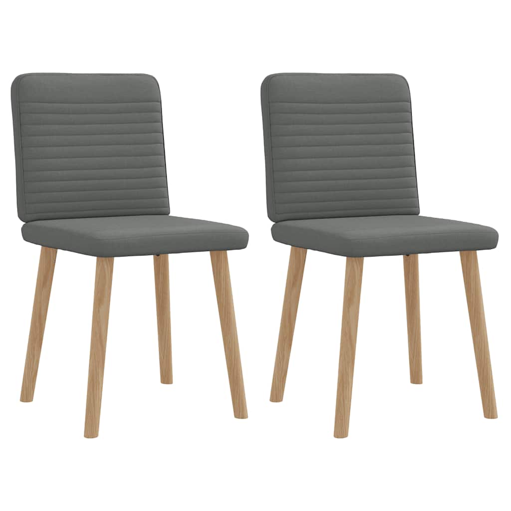 Cadeiras de jantar 2 pcs tecido cinzento-escuro
