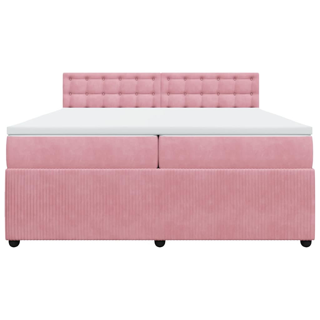 Cama com molas/colchão 200x200 cm veludo rosa