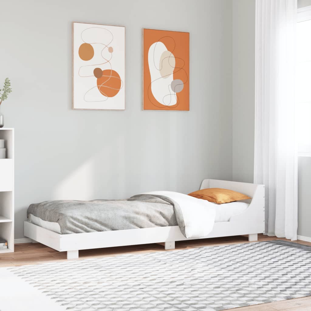 Cama sem colchão 100x200 cm madeira de pinho maciça branco