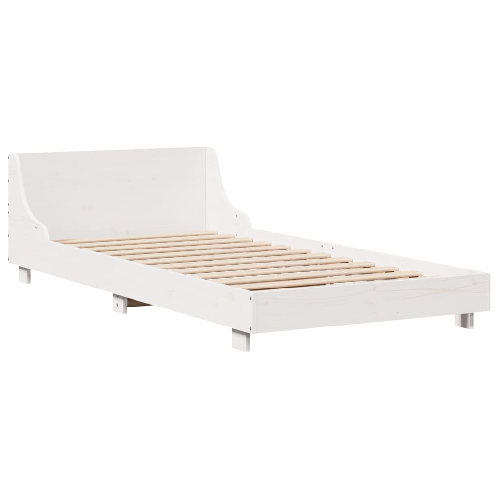 Cama sem colchão 100x200 cm madeira de pinho maciça branco