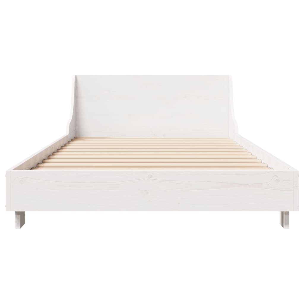 Cama sem colchão 100x200 cm madeira de pinho maciça branco
