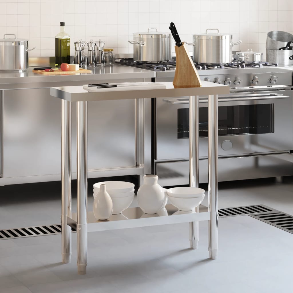 Mesa de trabalho para cozinha 82,5x30x85 cm aço inoxidável