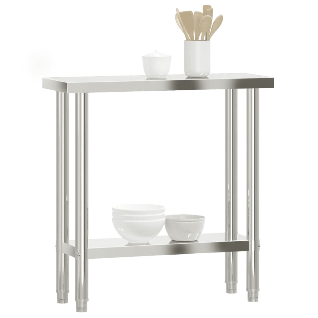 Mesa de trabalho para cozinha 82,5x30x85 cm aço inoxidável