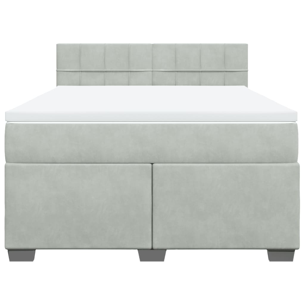 Cama com molas/colchão 140x190 cm veludo cinzento-claro