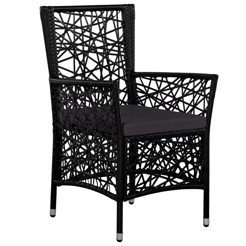9 Pcs conjunto de jantar para exterior vime PE preto
