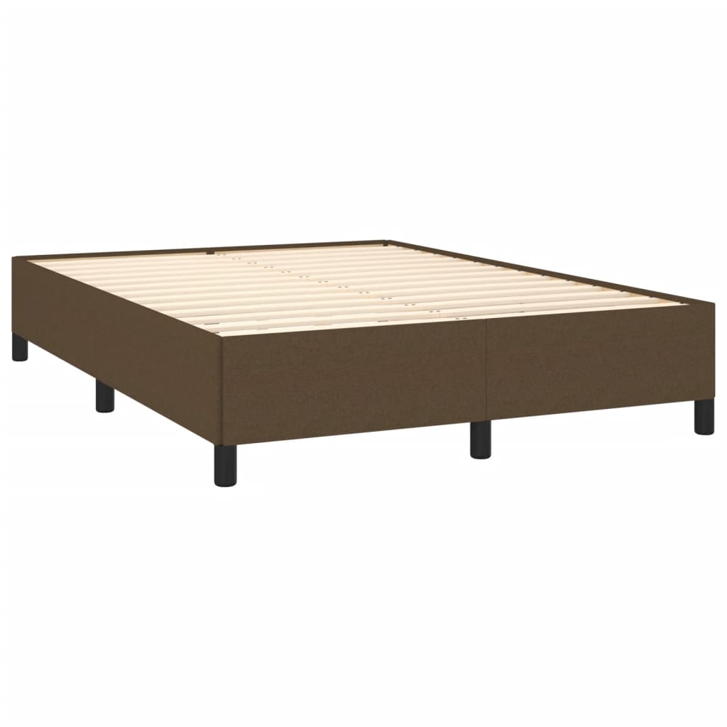 Estrutura de cama sem colchão 140x200 cm tecido castanho-escuro