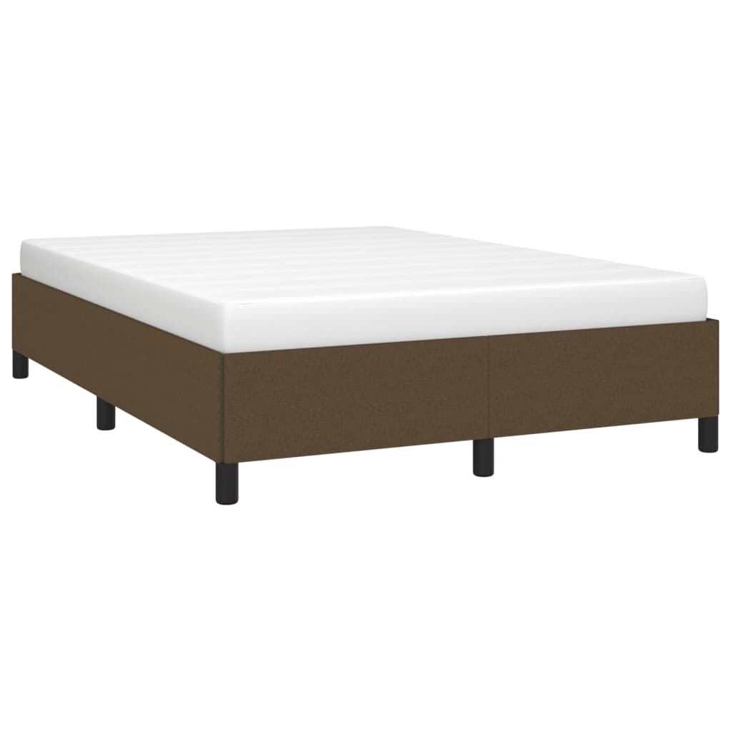 Estrutura de cama sem colchão 140x200 cm tecido castanho-escuro