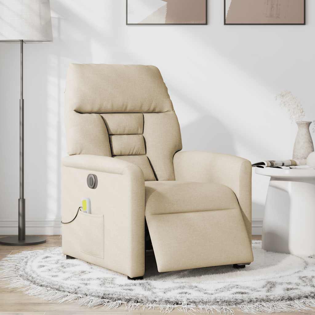 Poltrona de massagens reclinável elétrica tecido creme