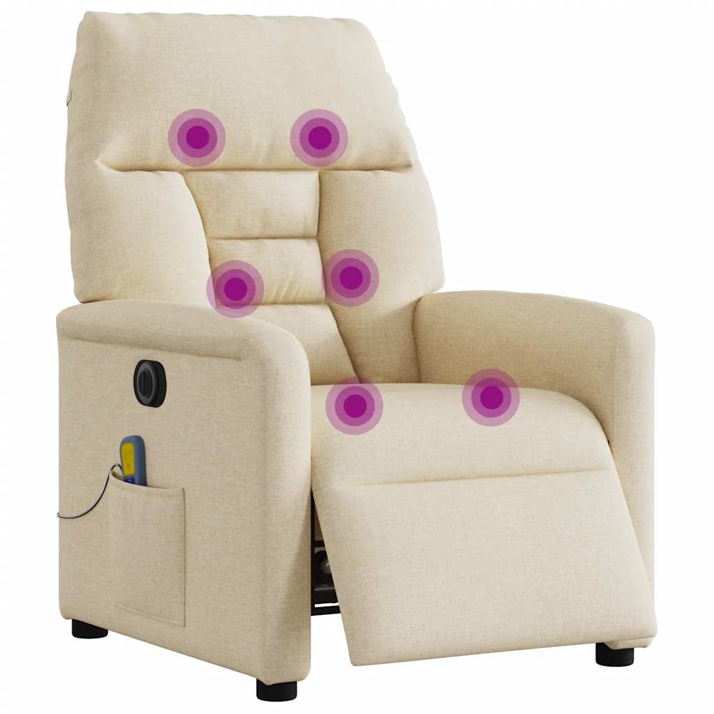 Poltrona de massagens reclinável elétrica tecido creme
