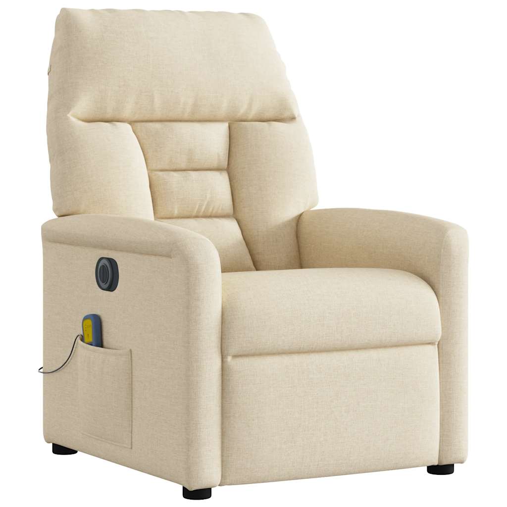 Poltrona de massagens reclinável elétrica tecido creme