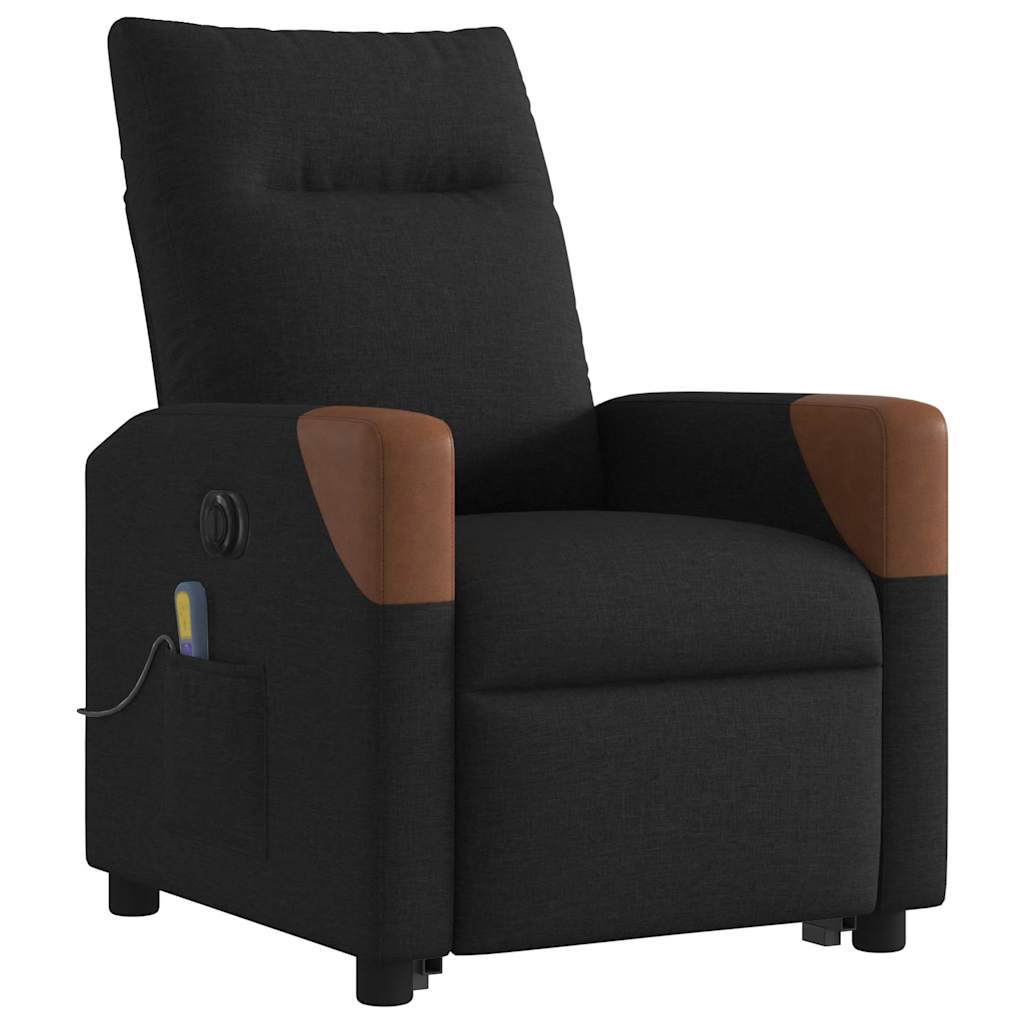 Poltrona elétrica elevatória massagens tecido preto