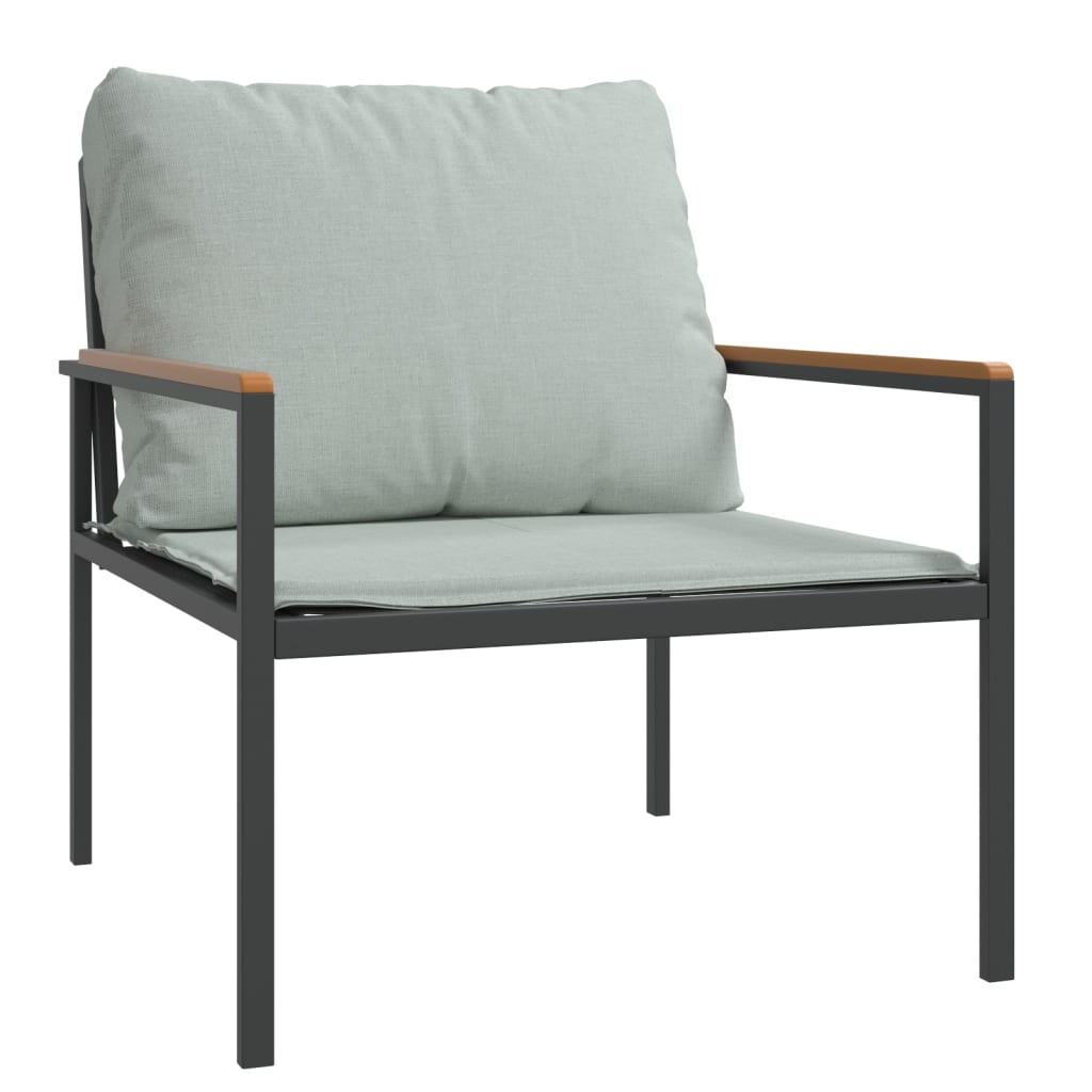 4 Pcs conjunto lounge de jardim com almofadões aço antracite