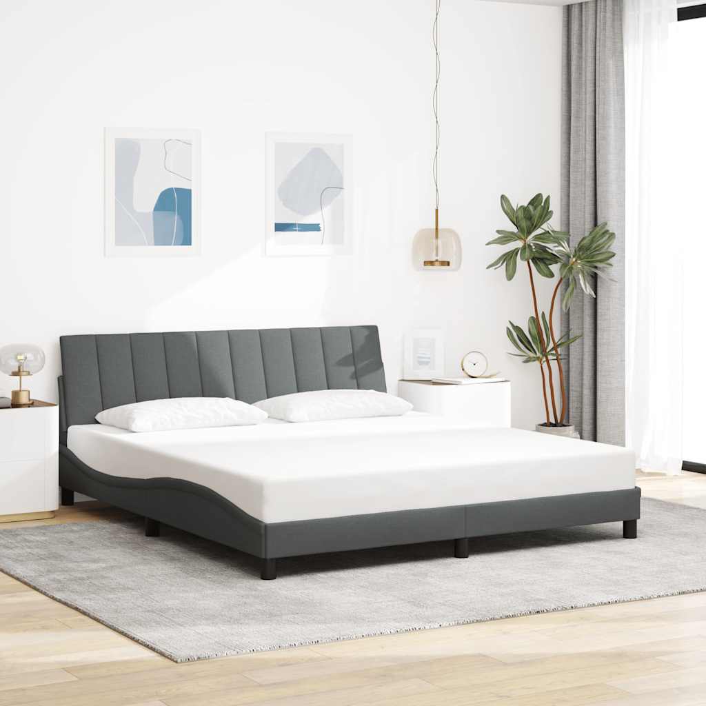 Estrutura de cama sem colchão hanko 180x200 cm tecido cinzento-escuro